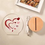 Personalised Grandma Heart with Family Kids Names LED Night Light with Wooden Base Christmas Mother's Day Gift for Mom Grandma