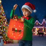 Personalized Cute Santa Claus Christmas Theme Alphabet LED Light Bucket Bag with Name Christmas Gift for Kids