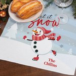 Personlig snöman på skridskor Kökshandduk med text Köksutrustning Julklapp till familj och vänner