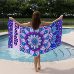 Personalized Mandala Bohemian Style Quick Dry Beach Towel with Name Travel Essentials Beach Party Birthday Gift for Women Men