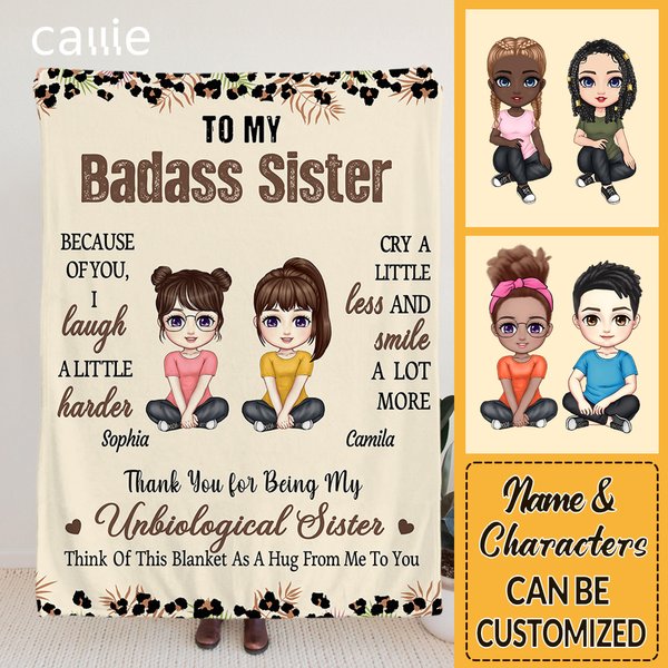 Personalized Sibling Leopard Print Throw Blanket Custom Names Soft Home Decor Gift for Besties