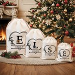 Personalised Birth Flower Heart Initial Drawstring Gift Bag with Name Birthday Anniversary Christmas Gift for Kids Family Friends