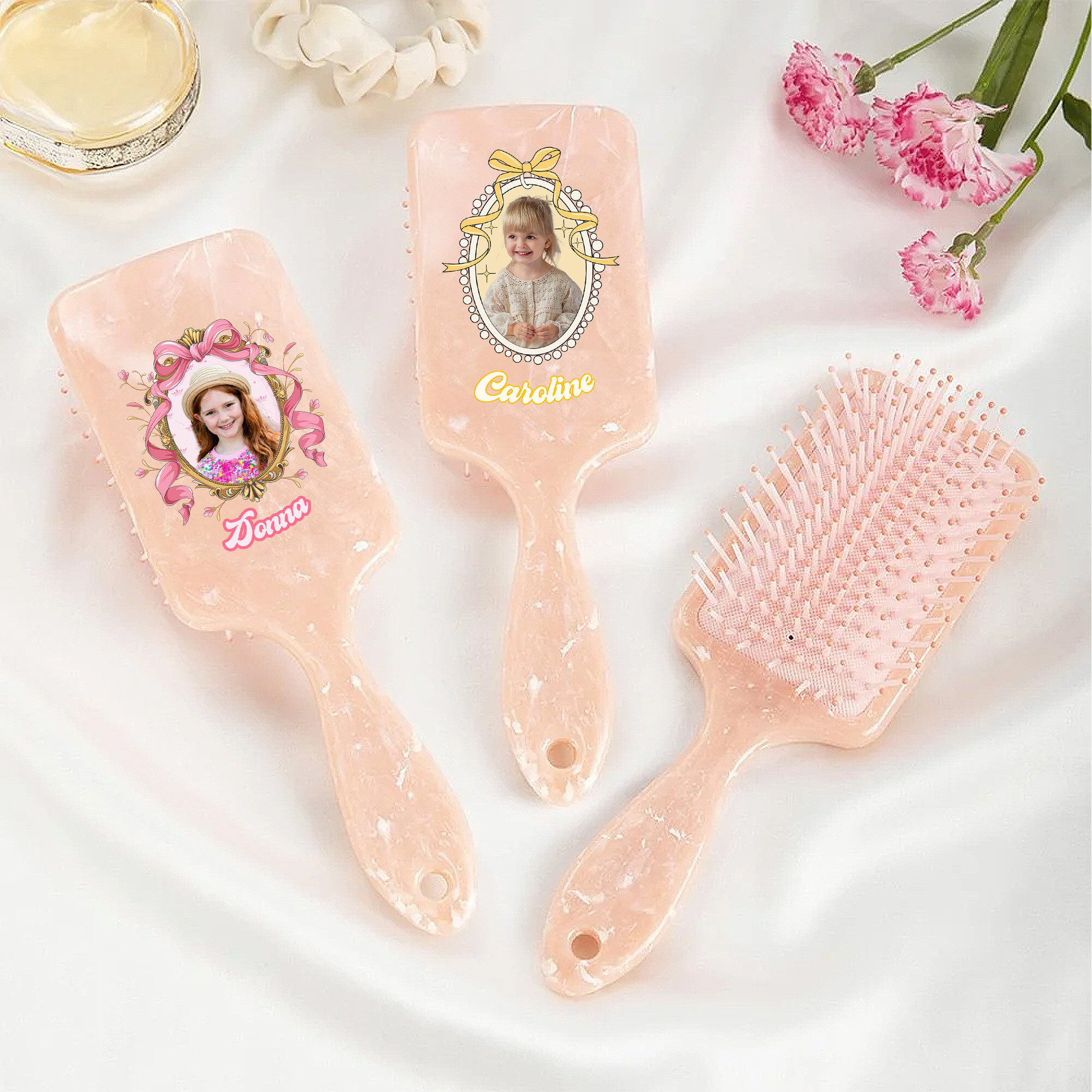 Brosse à cheveux photo personnalisée peigne de massage antistatique avec nom Fête d'enterrement de vie de jeune fille Cadeau de Noël pour fille