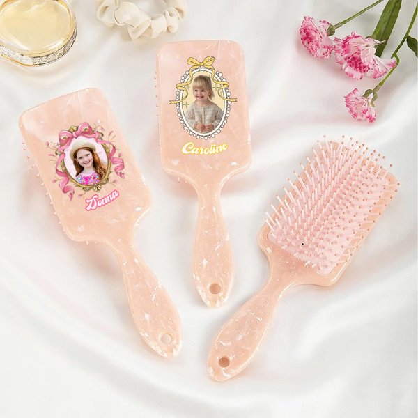 Personalized Photo Hair Brush Anti-Static Massage Comb with Name Bachelorette Party Birthday Christmas Gift for Daughter Girl
