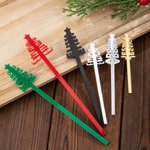 Gepersonaliseerde kerstboom stijl cocktail stok drank roerstaaf met naam Set van 5 kerstfeest Decor Cadeau voor familie vriend
