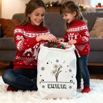 Personalized Birth Flower Drawstring Gift Bag with Name Birthday Anniversary Christmas Gift for Kids Family Friends