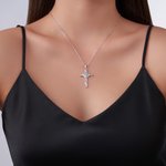 Personalized I Love You Birthstone Cross Necklace Dainty Jewellery Baptism Prayer Day Anniversary Gift for Women Christians