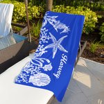 Personalized Multicolor Seahorse Starfish Quick Dry Oversized Beach Towel with Name Beach Party Holiday Gift for Family Friend
