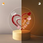 Personalised Grandma Heart with Family Kids Names LED Night Light with Wooden Base Christmas Mother's Day Gift for Mom Grandma
