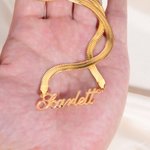Personalized Multiple Fonts Herringbone Chain Necklace with Name Anniversary Birthday Gift for Friends Women