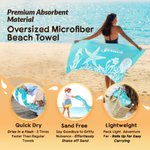 Personalized Multicolor Seahorse Starfish Quick Dry Oversized Beach Towel with Name Beach Party Holiday Gift for Family Friend