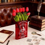 Personalised Retro Reading Girl Clear Acrylic Book Vase with Name Bookshelf Room Decor Birthday Gift for Friends Book Lovers