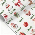 Personalized Santa Claus Elk Snowman Wrapping Paper with Name Christmas Favor Packing for Kids Family Friends