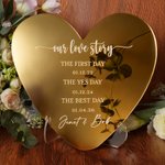Personalised Heart Shape Our Love Story Acrylic Wedding Sign with Name and Date Wedding Anniversary Engagement Gift for Couple