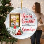 Personalised I Know Heaven Is A Beautiful Place Photo Christmas Ornament with Name Memorial Gift for Loss of Loved One