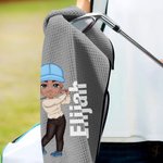 Personalized Cartoon Golf Character Name Waffle Golf Towel with Hanging Clip Sports Accessories Birthday Gift for Golf Players