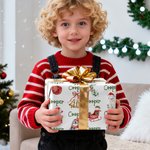 Personalized Santa Claus Elk Snowman Wrapping Paper with Name Christmas Favor Packing for Kids Family Friends