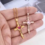 Personalized I Love You Birthstone Cross Necklace Dainty Jewellery Baptism Prayer Day Anniversary Gift for Women Christians