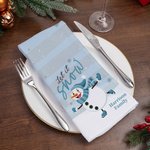 Personlig snöman på skridskor Kökshandduk med text Köksutrustning Julklapp till familj och vänner