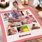 Personalisierte 3–9 Fotos Collage Decke mit Namen oder Text Super Weiches Material Haus Deko Hochzeits- oder Weihnachtsgeschenk für Familie Freunde