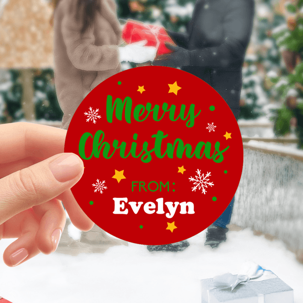 Gepersonaliseerde Vrolijk Kerstfeest van Waterdichte Stickers met Naam Decor Decoratie Kerstfeest Cadeau voor Familie Vriend