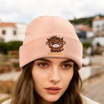 Personalised Highland Cow Pattern Embroidered Name Soft Knitted Beanie Hat Winter Accessory Birthday Gift for Highland Cow Lover Kid