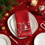Personalized Snowflake 3D Cartoon Santa Claus Initial 100% Cotton Reusable Napkin with Name Table Decor Christmas Gift for Family