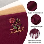 Écharpe en Faux Cachemire Perosnnalisée avec Nom et Fleur Accessoire d'Hiver Cadeau Anniversaire pour la Famille et les Amis