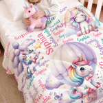 Personalized Cute Stars Rainbow Fantasy Unicorn Soft Throw Blanket with Name Home Decor Birthday Gift for Kids Unicorn Lovers