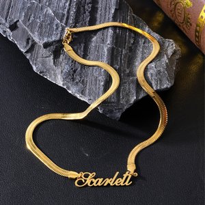 Personalized Multiple Fonts Herringbone Chain Necklace with Name Anniversary Birthday Gift for Friends Women