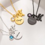 Personalized Birthstone Black Belt Charm Pendant Martial Arts Necklace with NameT eam Birthday Gift for Teen Girl Karate Judo Taekwondo Lovers