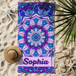 Personalized Mandala Bohemian Style Quick Dry Beach Towel with Name Travel Essentials Beach Party Birthday Gift for Women Men