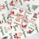 Personalized Santa Claus Elk Snowman Wrapping Paper with Name Christmas Favor Packing for Kids Family Friends
