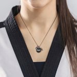 Personalized Birthstone Black Belt Charm Pendant Martial Arts Necklace with NameT eam Birthday Gift for Teen Girl Karate Judo Taekwondo Lovers