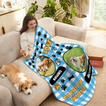 Personalisierte Weiche Decke mit Haustierfoto Pfotenabdruck Namen und Text Haus Deko Geburtstag Geschenk für Tierhalter Liebhaber Familie Freund