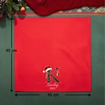 Personalisierte Tisch Serviette aus 100% Baumwolle mit Namen und Initiale mit Weihnachtsmütze Tischdeko Weihnachtsgeschenk für Familie Freunde