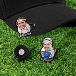 Personalised Cartoon Character Face Photo Golf Ball Marker Magnetic Hat Clip with Name Birthday Game Day Gift for Golf Lover