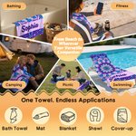 Personalized Mandala Bohemian Style Quick Dry Beach Towel with Name Travel Essentials Beach Party Birthday Gift for Women Men