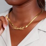 Personalized Multiple Fonts Herringbone Chain Necklace with Name Anniversary Birthday Gift for Friends Women