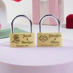 Personalized Ring Heart Brass Love Padlock with Name and Text Wedding Engagement Anniversary Gift for Couples