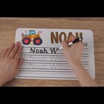 Personalized Rainbow Tractor Acrylic Handwriting Name Tracing Board Home Learning Teaching Tool Birthday Gift for Boys Girls