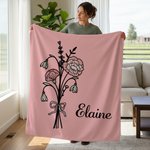 Personalisierte Geburt Blume rosa Schleife Multicolor weiche Decke mit Namen Home Decor Geburtstag Jahrestag Weihnachten Geschenk für Sie