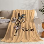 Personalisierte Geburt Blume rosa Schleife Multicolor weiche Decke mit Namen Home Decor Geburtstag Jahrestag Weihnachten Geschenk für Sie