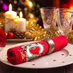 Personalized Cartoon Reindeer Initial 100% Cotton Red Reusable Napkin with Name Table Decor Christmas Gift for Family Friend