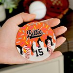 Personalized Donut Drip Shape Baseball Sports Bag Tag with Name and Number Backpack Accessories Game Day Team Gift for Coaches Sports Lovers