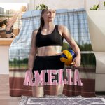 Personalized Sports Photo Soft Throw Blanket with Sports Number and Name Home Decor Birthday Gift for Sports Fans