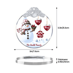 Personlig 1-14 Paw Prints Hearts Snowman Glasprydnad med namn och text Julgransdekoration Present till familj och vänner