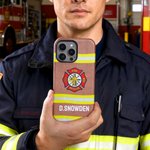 Personalisierte Malteser Kreuz Feuerwehrmann Uniform glänzend matt Telefon Fall mit Namen für iPhone Samsung Thanksgiving Day Geburtstag Geschenk für Feuerwehrleute
