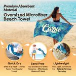 Personlig vågor Tie Dye snabbtorkande strandhandduk med namn reseförnödenheter strandfest födelsedagspresent för kvinnor män