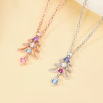 Personalised 1-4 Family Birthstones Christmas Tree Necklace Dainty Jewellery Christmas Anniversary Gift for Mom Grandma